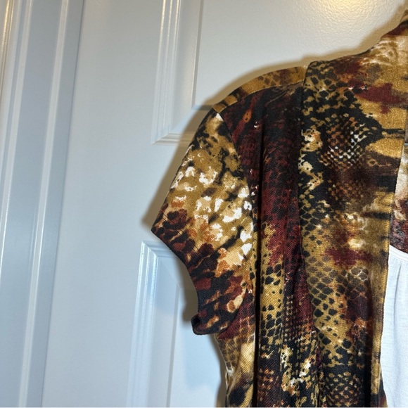 Mix & Co Brown Knit Layered Look Short Sleeve Blouse 1X - Picture 4 of 8